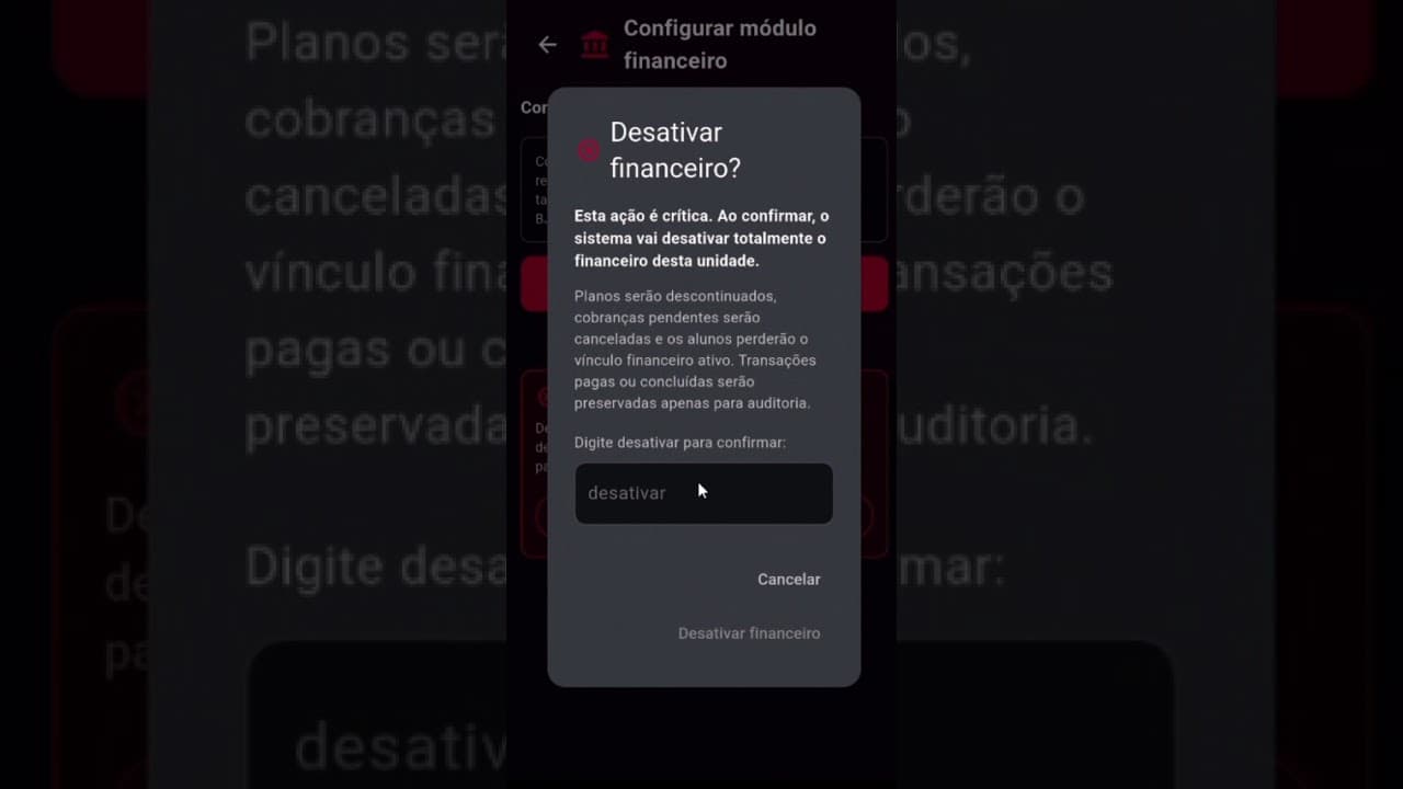 Selecionando modulo financeiro manual