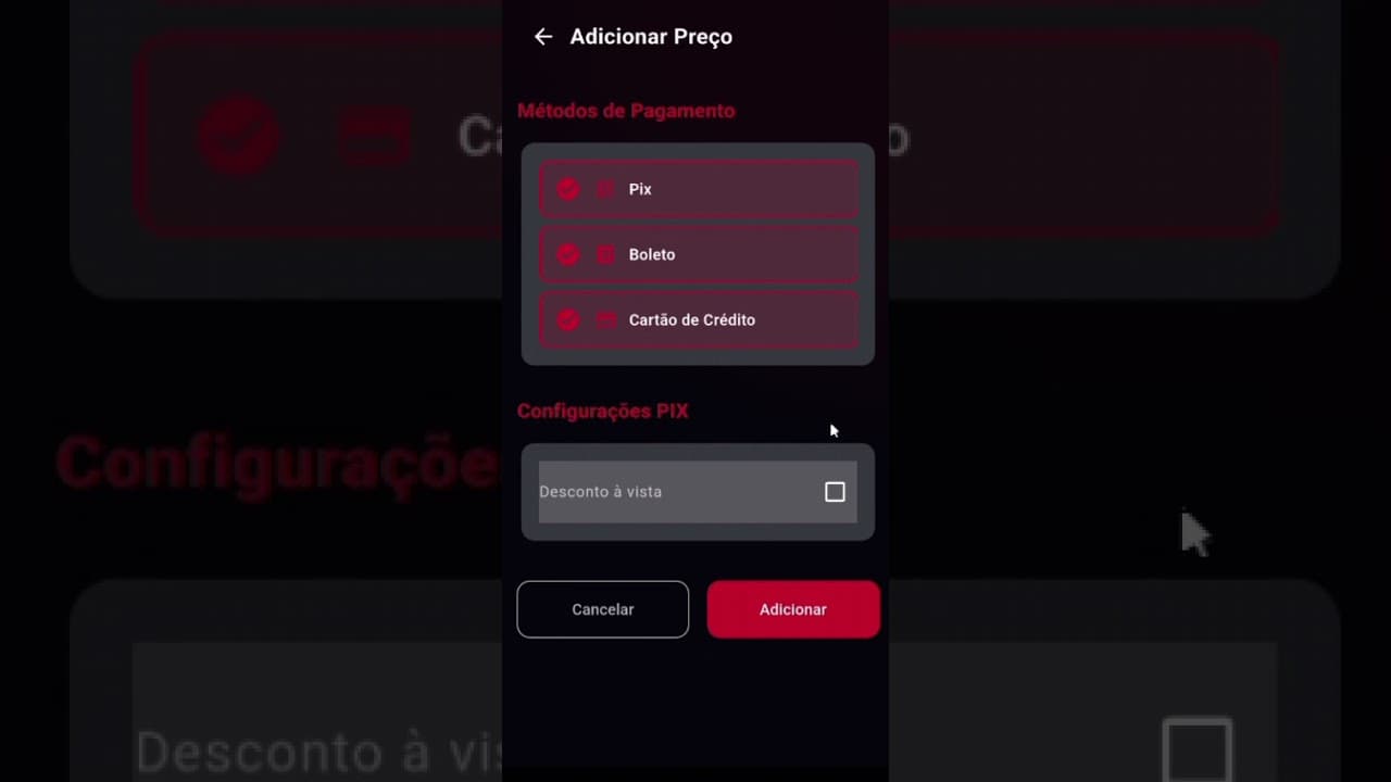 Criação de plano com uma única opção de modalidade