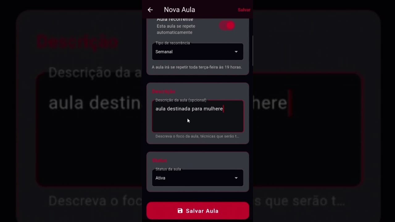 Criação de aula