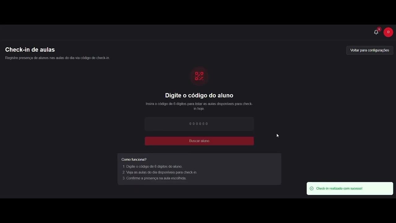 Check - in solicitado diretamente no tablet